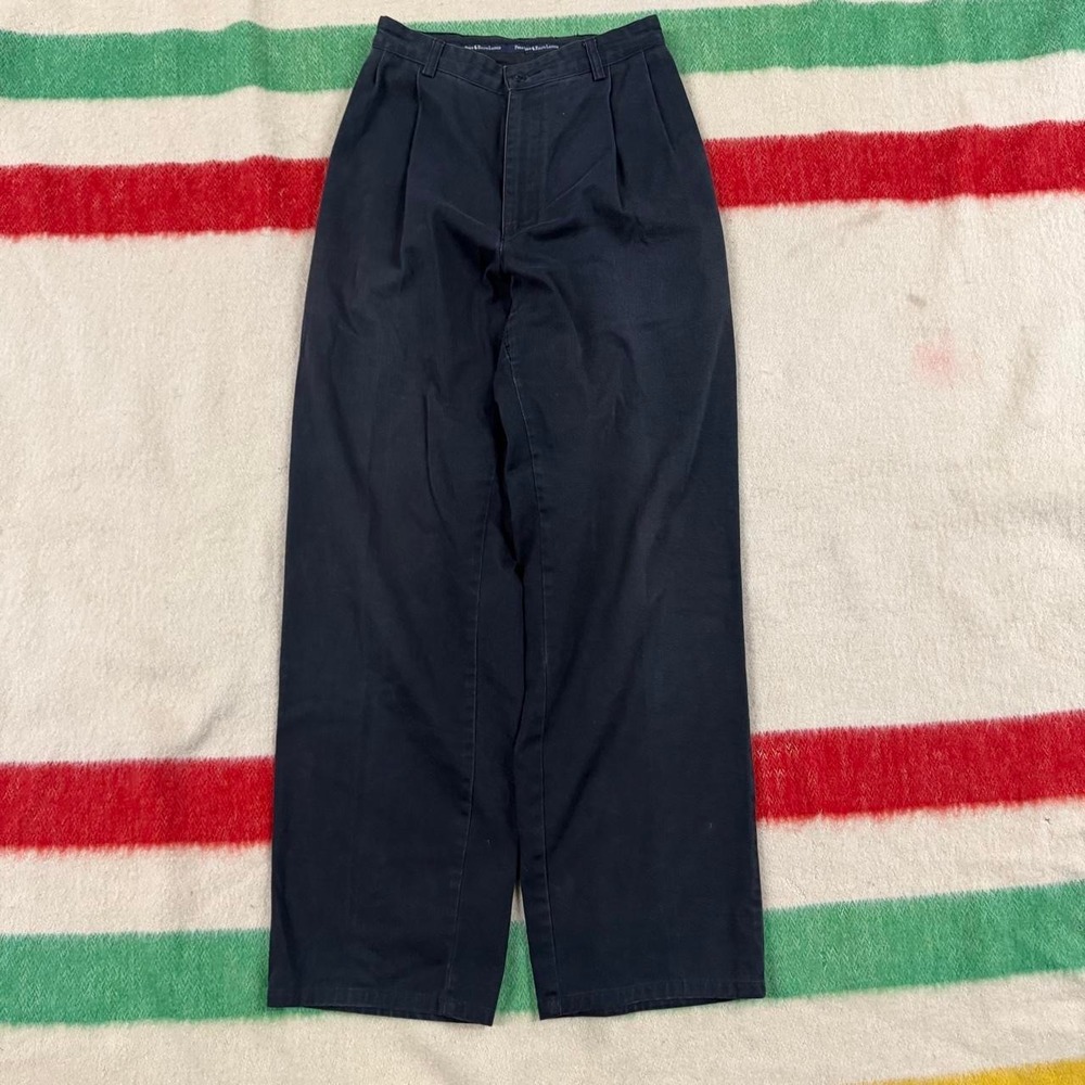 Vintage Polo Ralph Lauren Hammond Chino Pants Black Pleated Mens 27x33 90s Prep